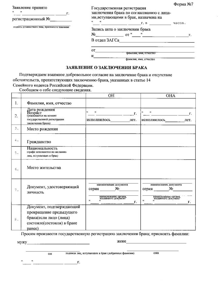 marriage application form